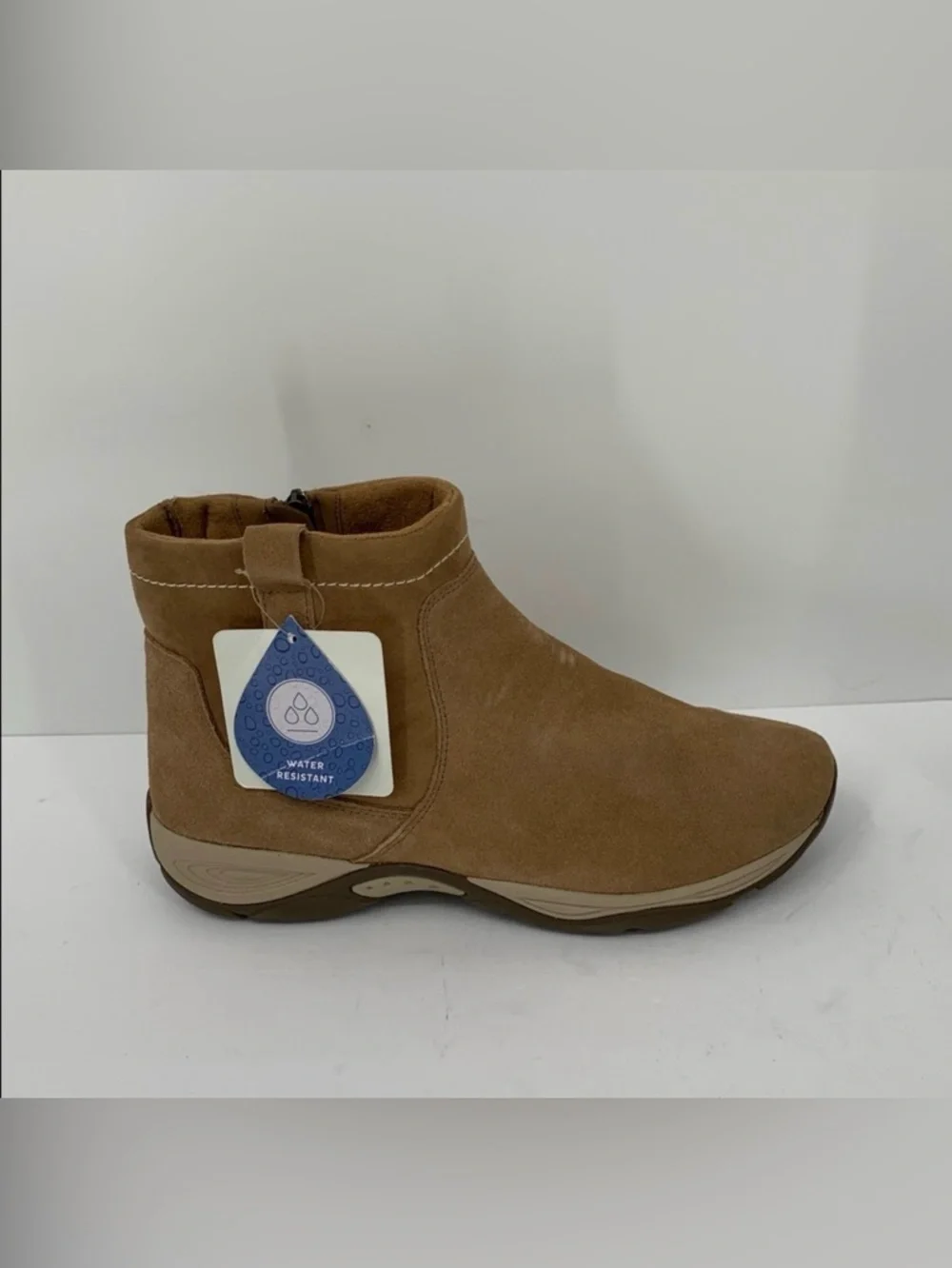 Easy Spirit Elton ankle boot taupe tan brown shoe zipper water resistant new 9